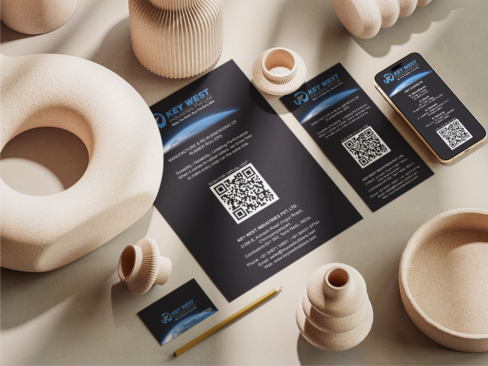 Premium Print and Display Mock-up design of Keywest Rubbers, Visting Card, Key Card, Mobile Invitation