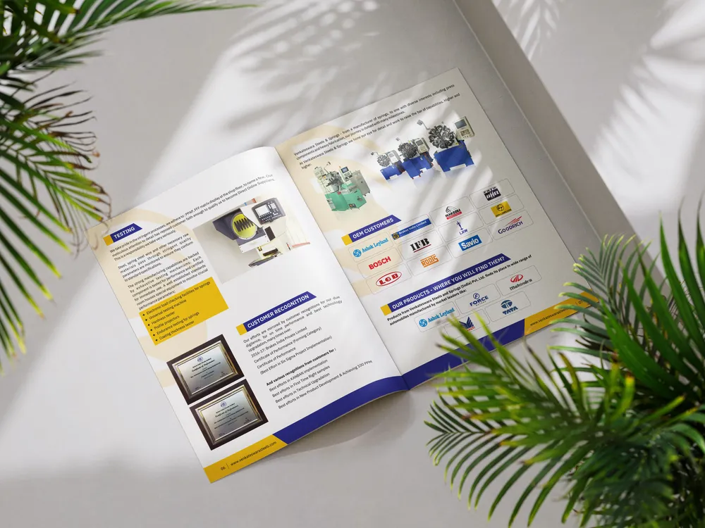 Premium Print and Display Mock-up of Venkateshwara Steels Brochure
