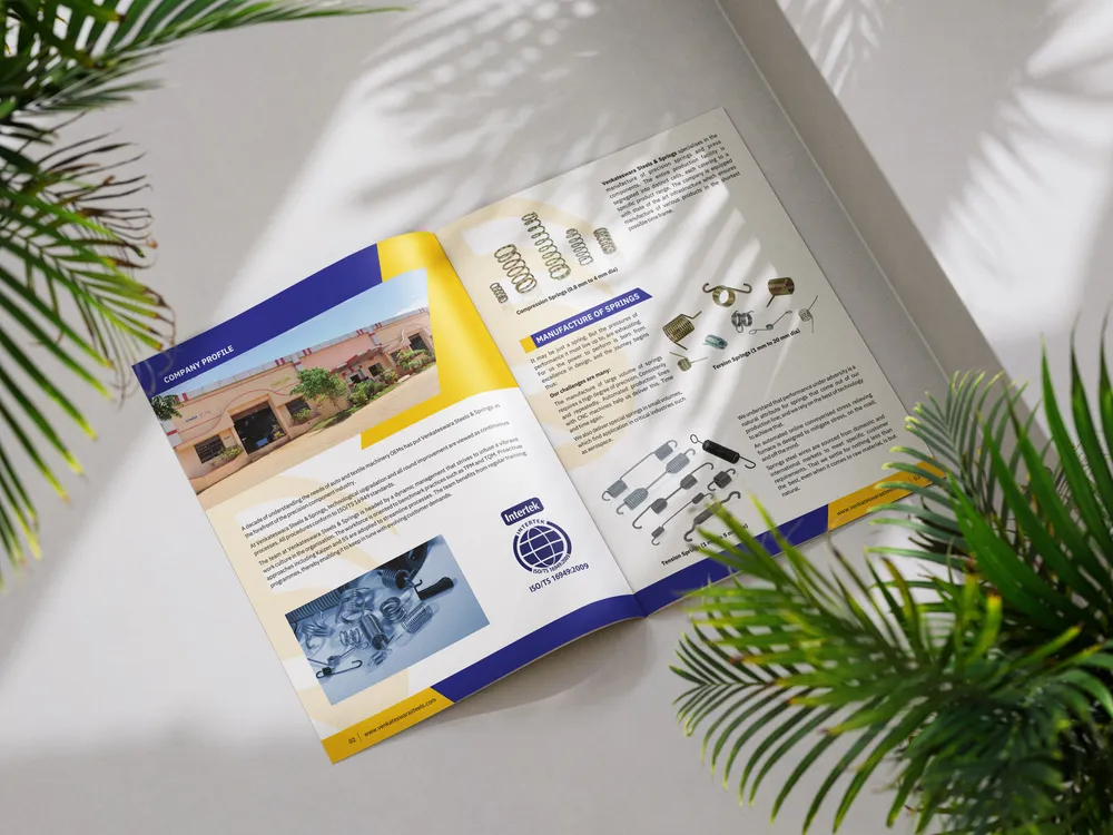 Premium Print and Display Mock-up of Venkateshwara Steels Brochure