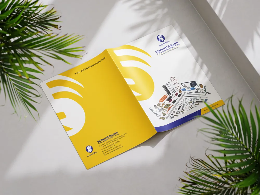 Premium Print and Display Mock-up of Venkateshwara Steels Brochure