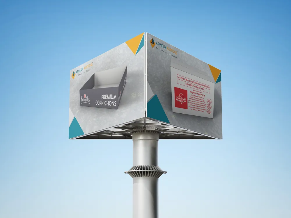 Premium Print and Display of Armour Kartons, Billboard Mock up, 3d Packaging Animation