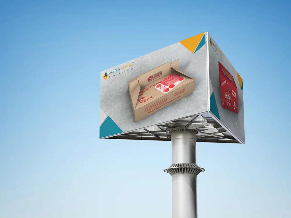 Premium Print and Display of Armour Kartons, Billboard Mock up, 3d Packaging Animation